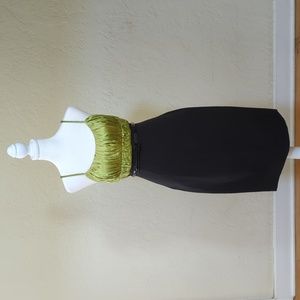 Maria Bianca Nero Vintage Green Silk Smocked Bodice Cocktail Dress Size 6